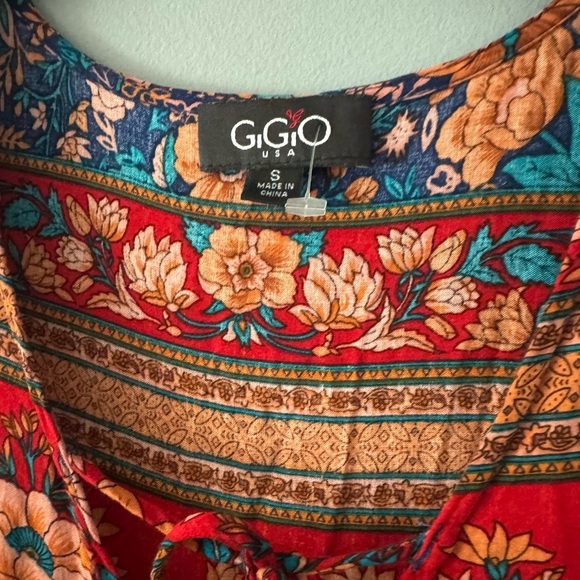 Orange Tiered Midi Sundress with Bishop Sleeves - Picture 5 of 6